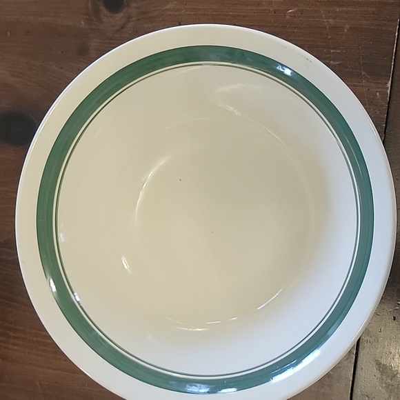 Cream with green stripe serving dish - Picture 2 of 3